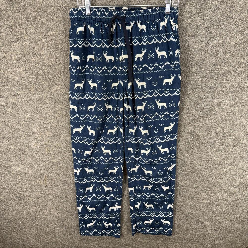 Weatherproof Pajama Pants Women M Medium Blue Deer Print Drawstring